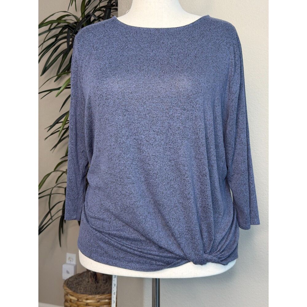 Women's Soft Knit Twist-Hem Top - Slate Blue